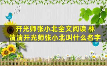 开光师张小北全文阅读 林清清开光师张小北叫什么名字